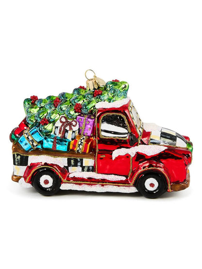 Santa's Hitting the Road Glass Ornament