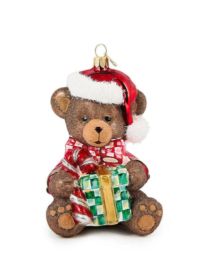 Check It Out Teddy Bear Glass Ornament