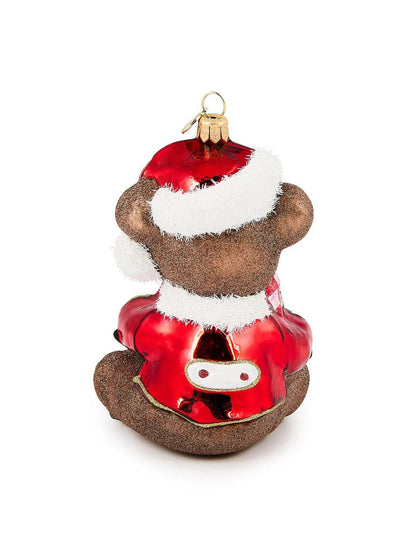 Check It Out Teddy Bear Glass Ornament