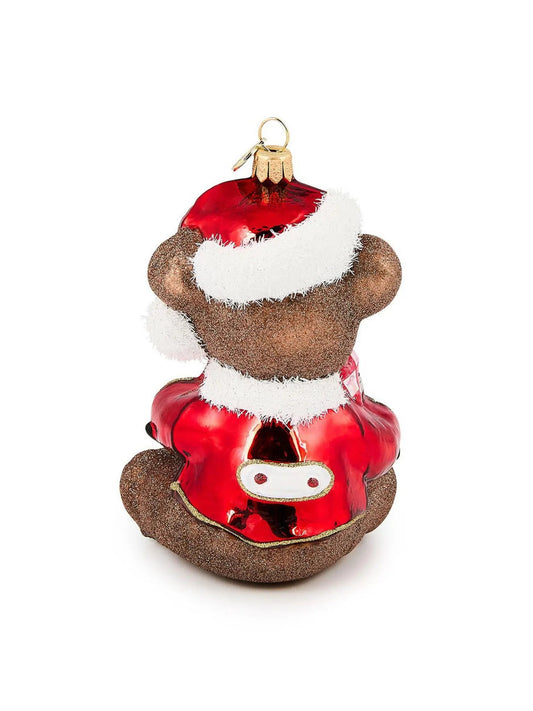 Check It Out Teddy Bear Glass Ornament