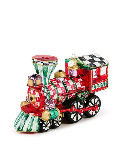 Check It Out Train Glass Ornament