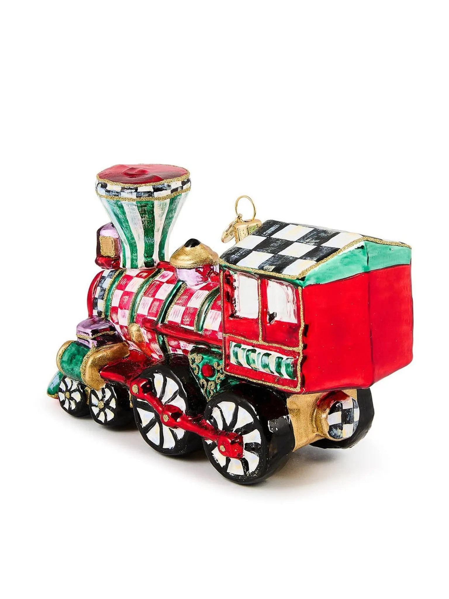Check It Out Train Glass Ornament