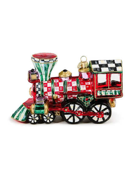 Check It Out Train Glass Ornament