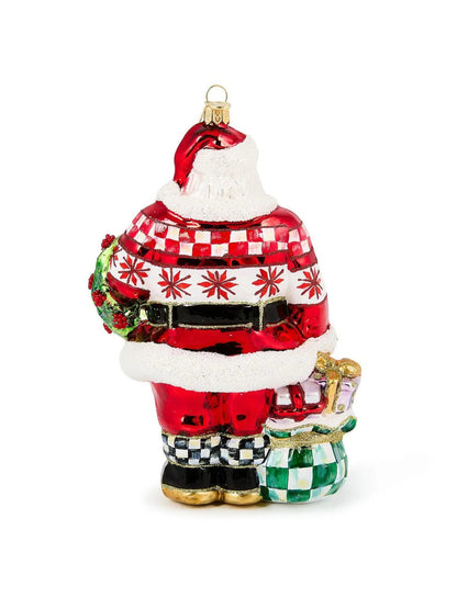 Cozy Sweater Santa Glass Ornament