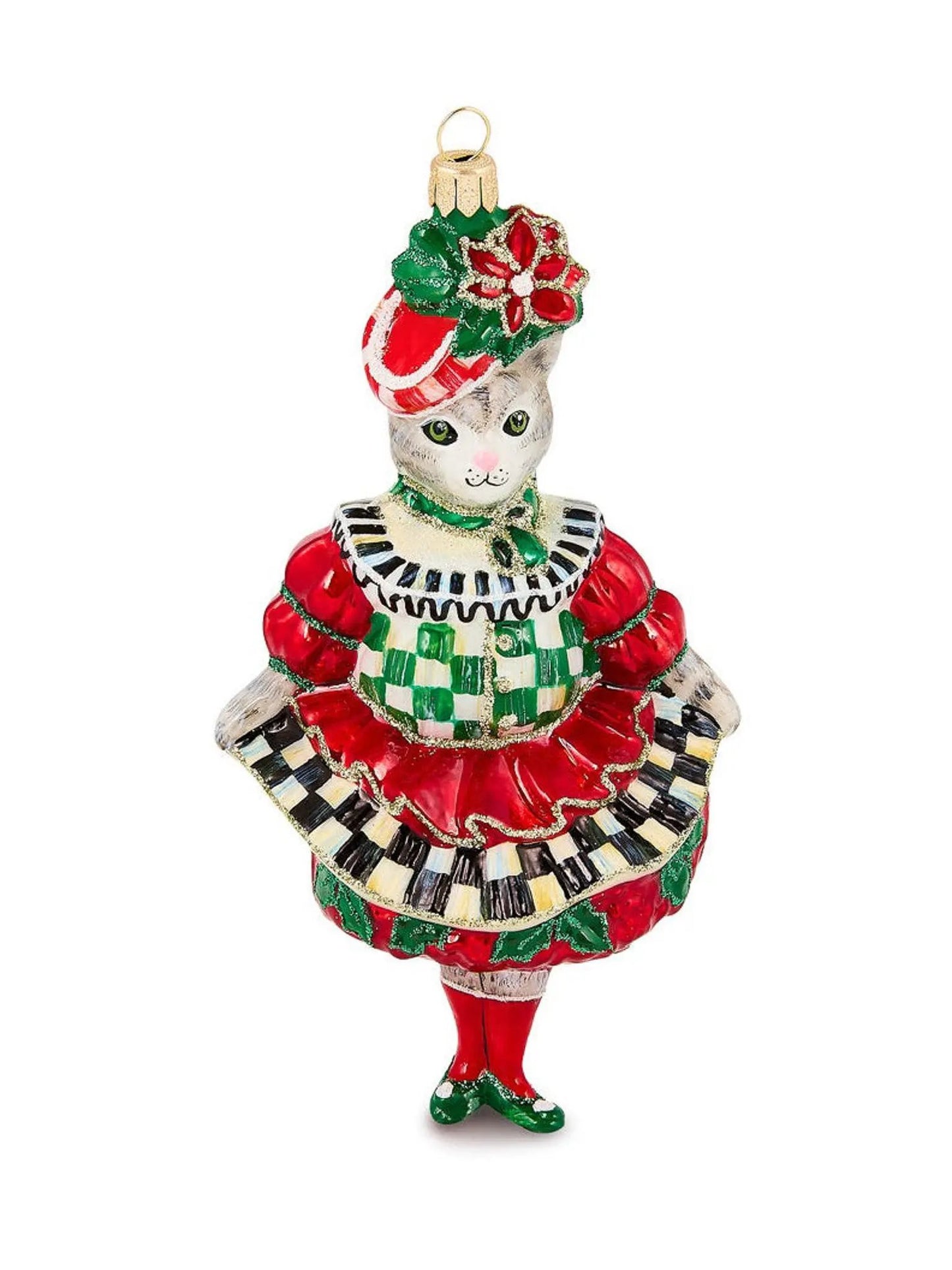 Check It Out Miss Kitty Glass Ornament