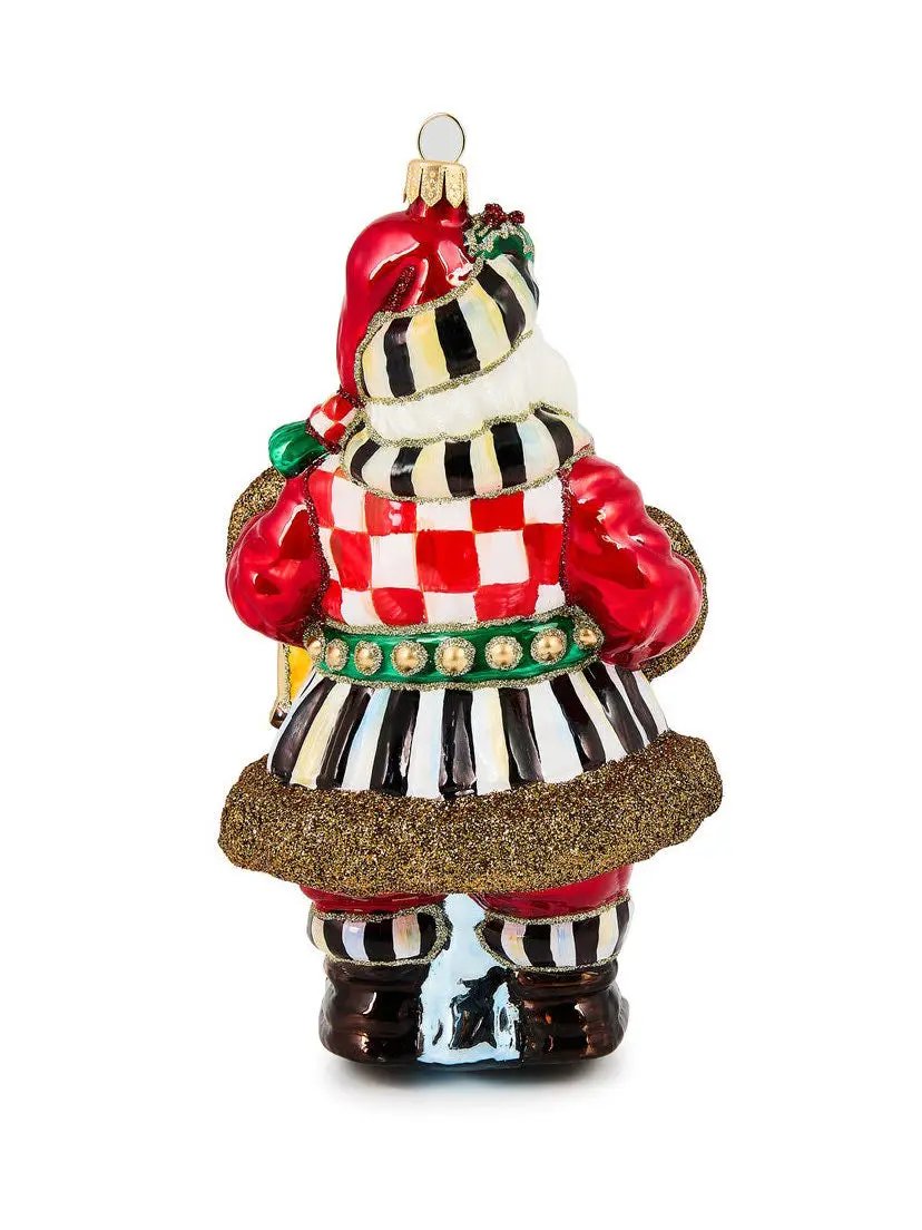 Check It Out Town Crier Santa Glass Ornament
