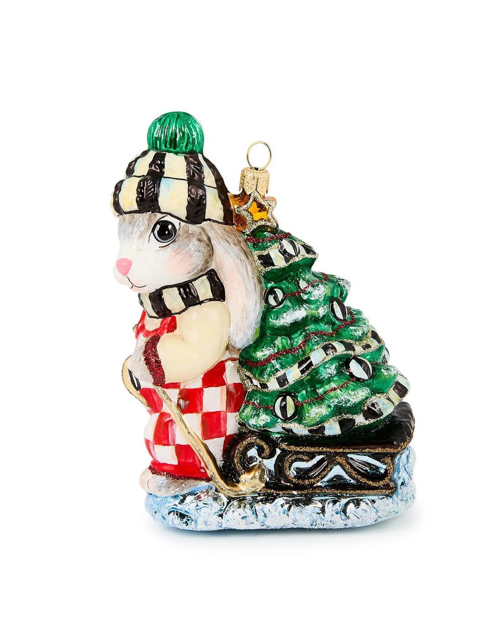 Check It Out Christmas Hare Glass Ornament
