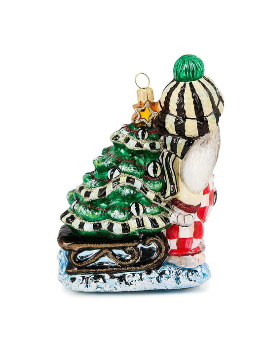 Check It Out Christmas Hare Glass Ornament