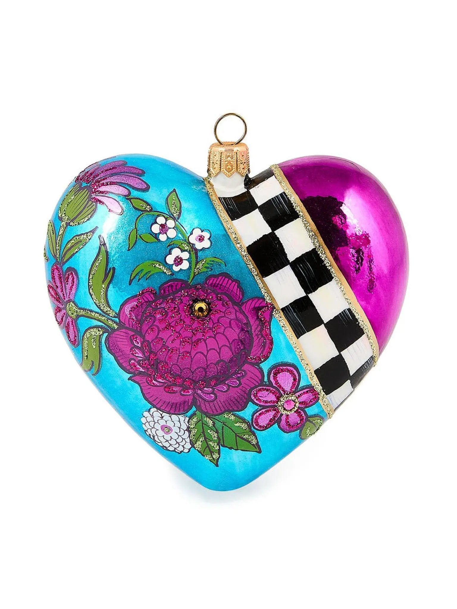 Floral Heart Glass Ornament