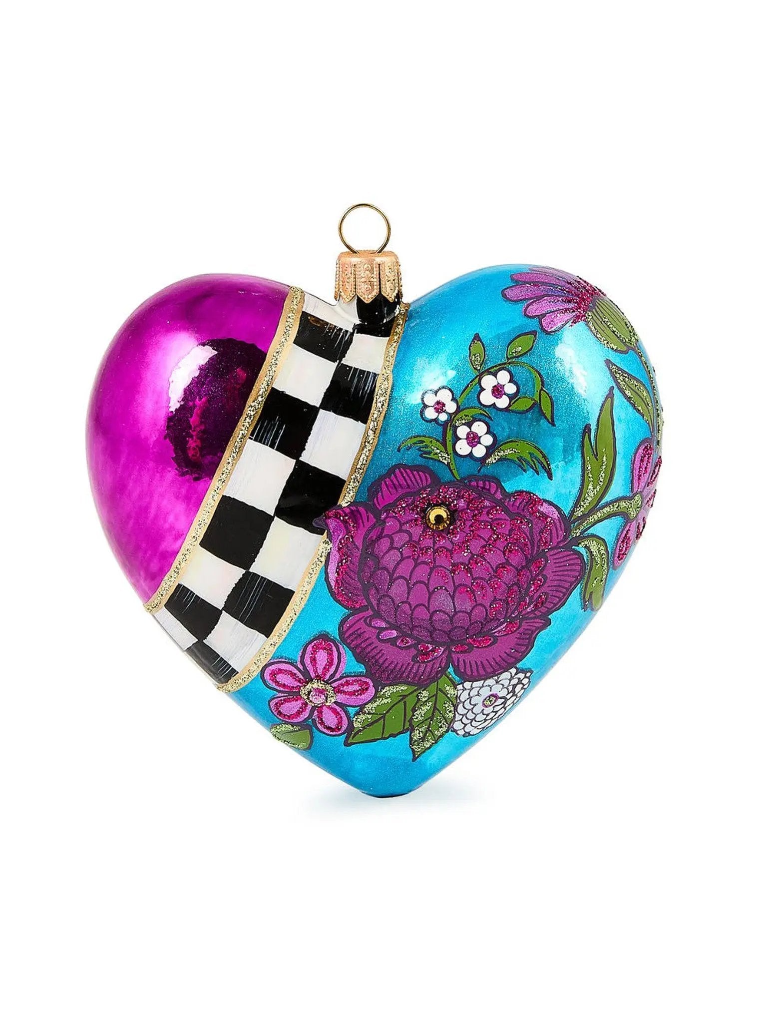 Floral Heart Glass Ornament