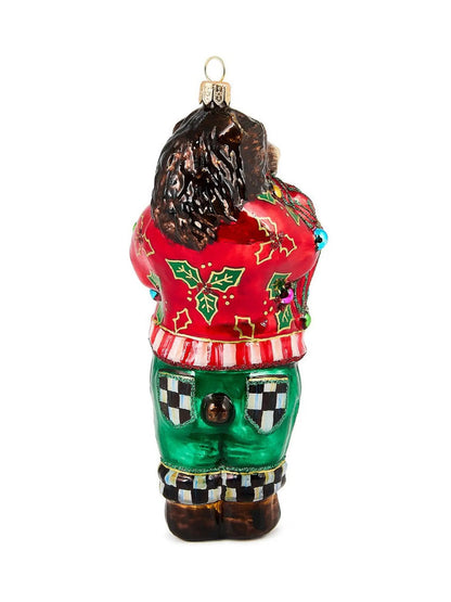 Deck the Halls Bear Glass Ornament