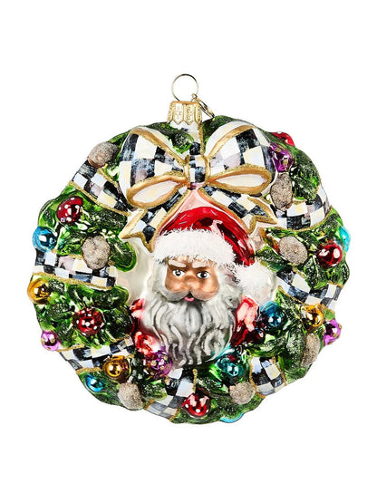 2025 Here Comes Black Santa Wreath Glass Ornament