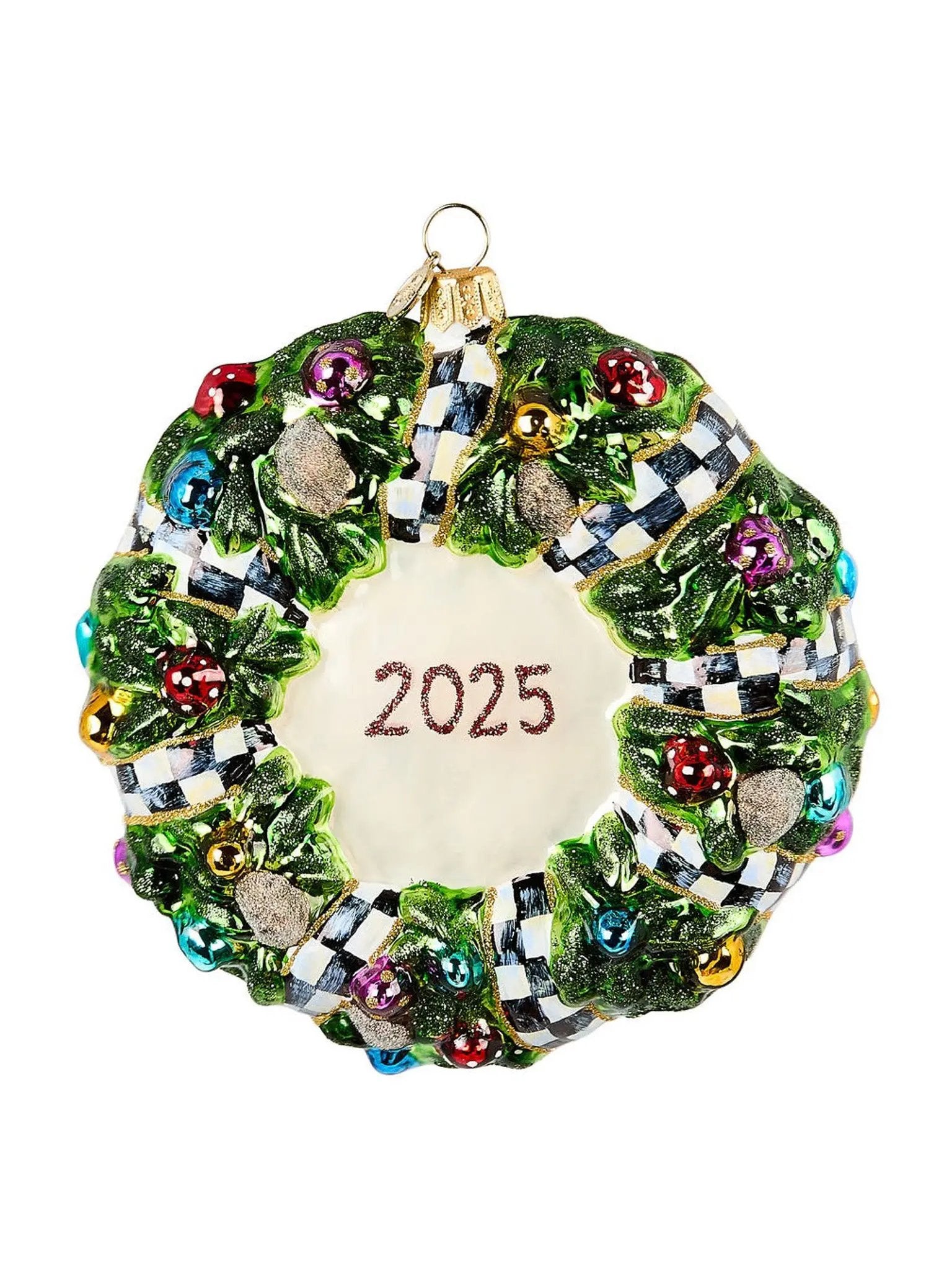 2025 Here Comes Black Santa Wreath Glass Ornament