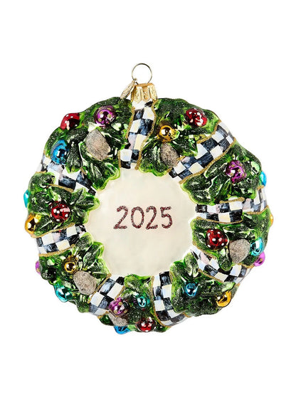 2025 Here Comes Black Santa Wreath Glass Ornament