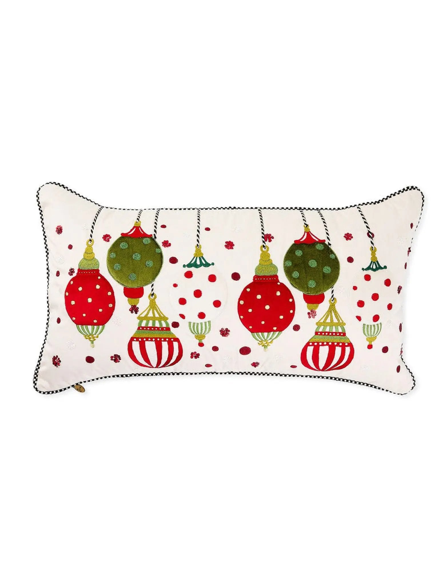 Festive Ornaments Lumbar Throw Pillow