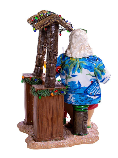 9-Inch Beach Santa At Tiki Bar Figurine | Tropical Christmas Decor