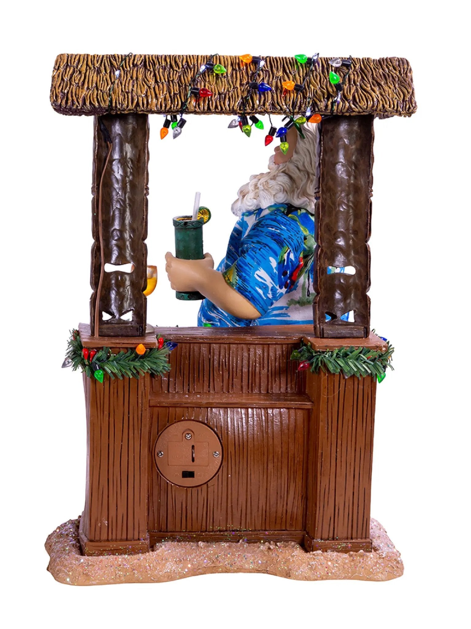 9-Inch Beach Santa At Tiki Bar Figurine | Tropical Christmas Decor
