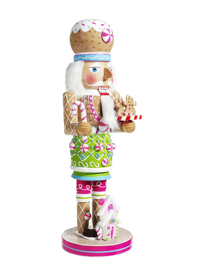 15-Inch Wooden Gingerbread & Candy Chef Nutcracker | Christmas Decor