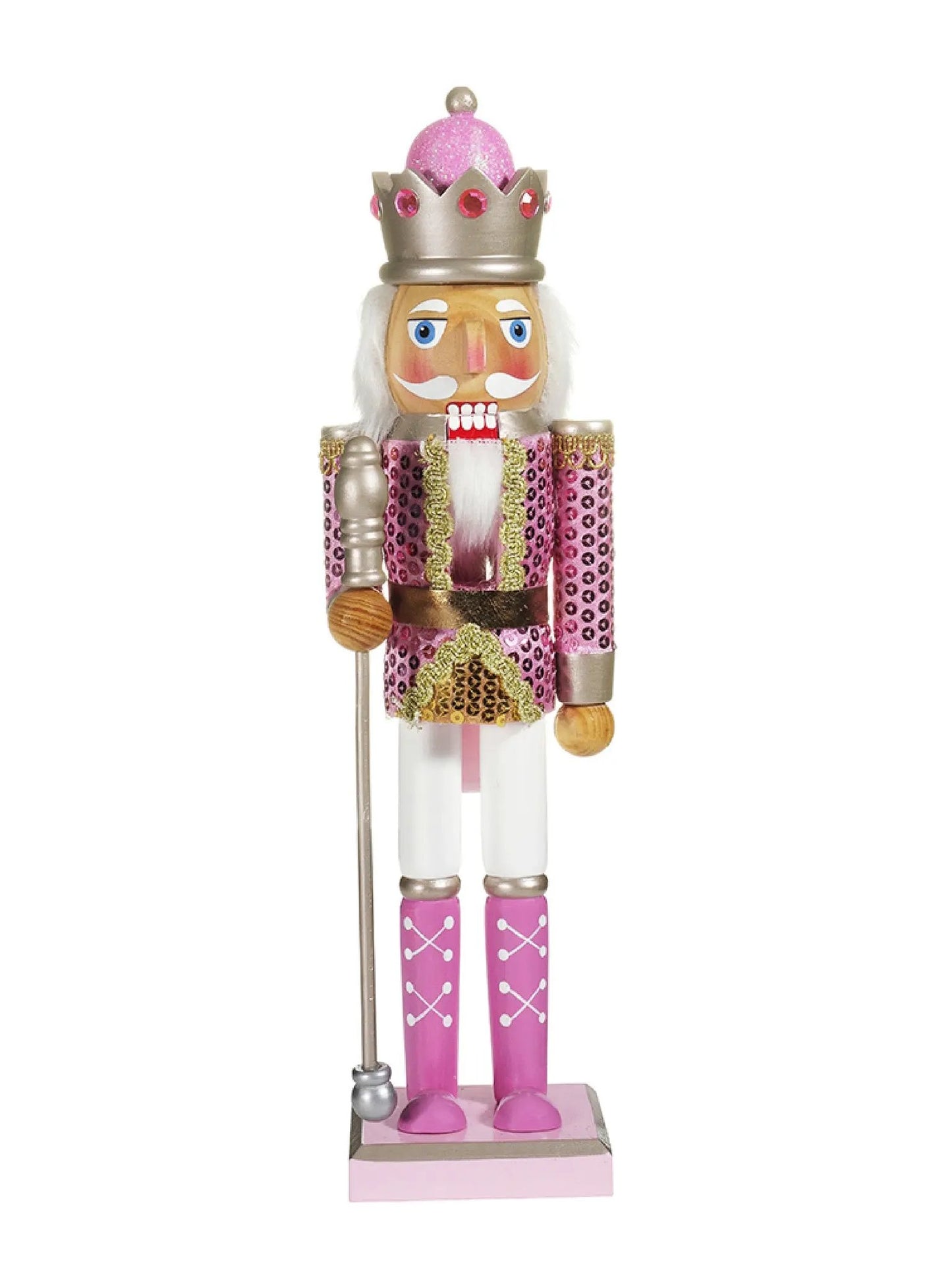 15-Inch Pink and Gold Princess Nutcracker | Wooden Holiday Figurine