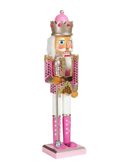 15-Inch Pink and Gold Princess Nutcracker | Wooden Holiday Figurine