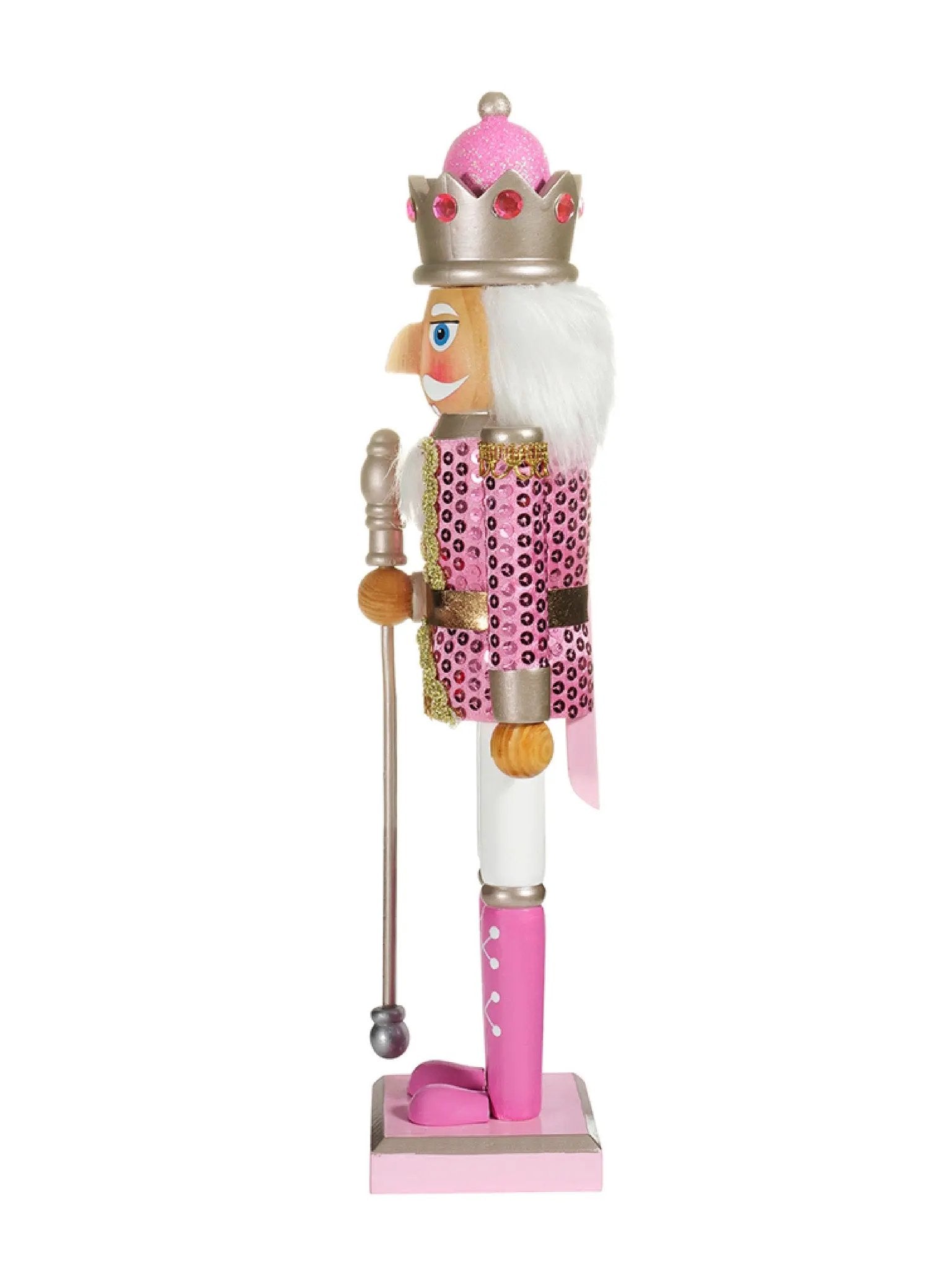 15-Inch Pink and Gold Princess Nutcracker | Wooden Holiday Figurine