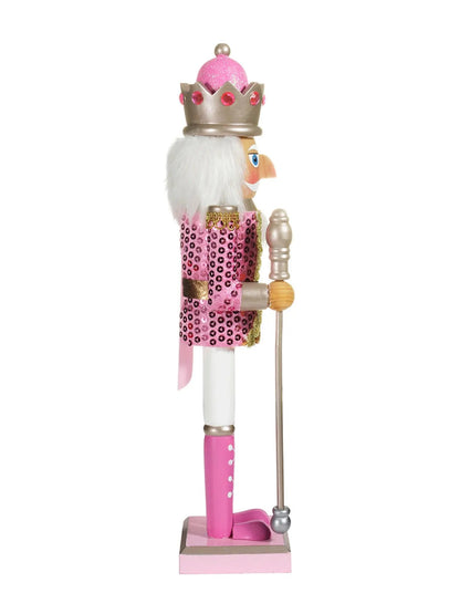 15-Inch Pink and Gold Princess Nutcracker | Wooden Holiday Figurine