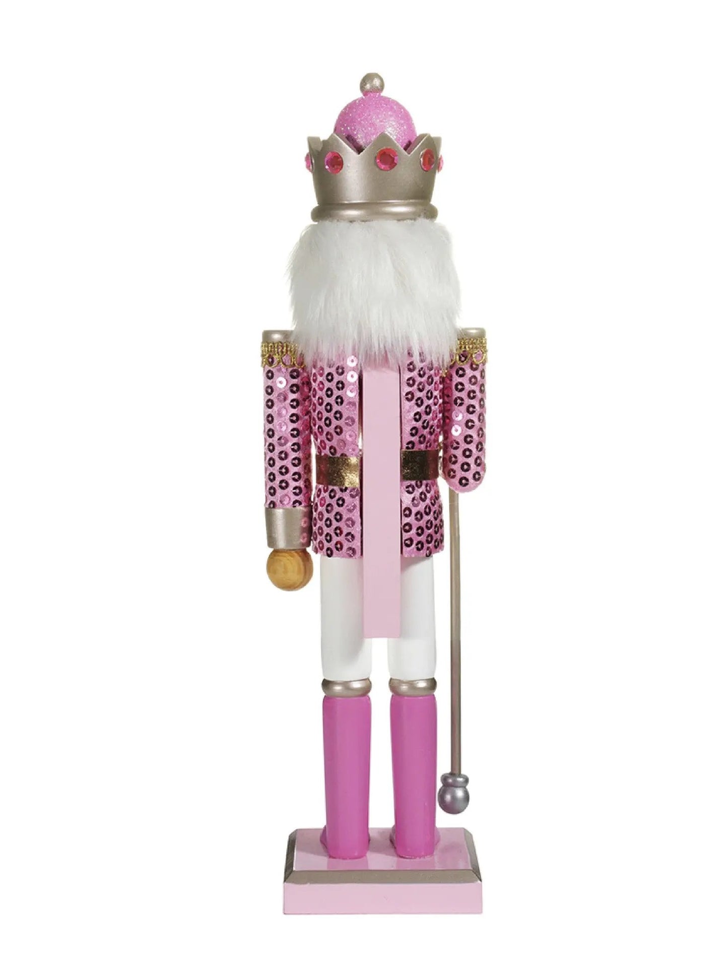 15-Inch Pink and Gold Princess Nutcracker | Wooden Holiday Figurine