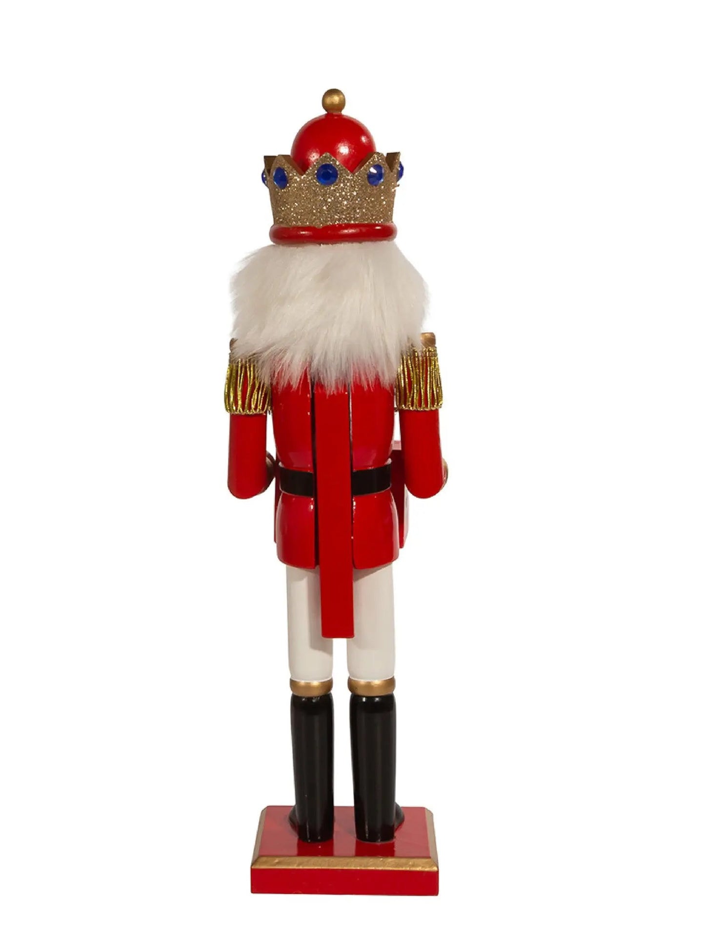 15-Inch Nutcracker King With Countdown Calendar Blocks | Red Holiday Decor