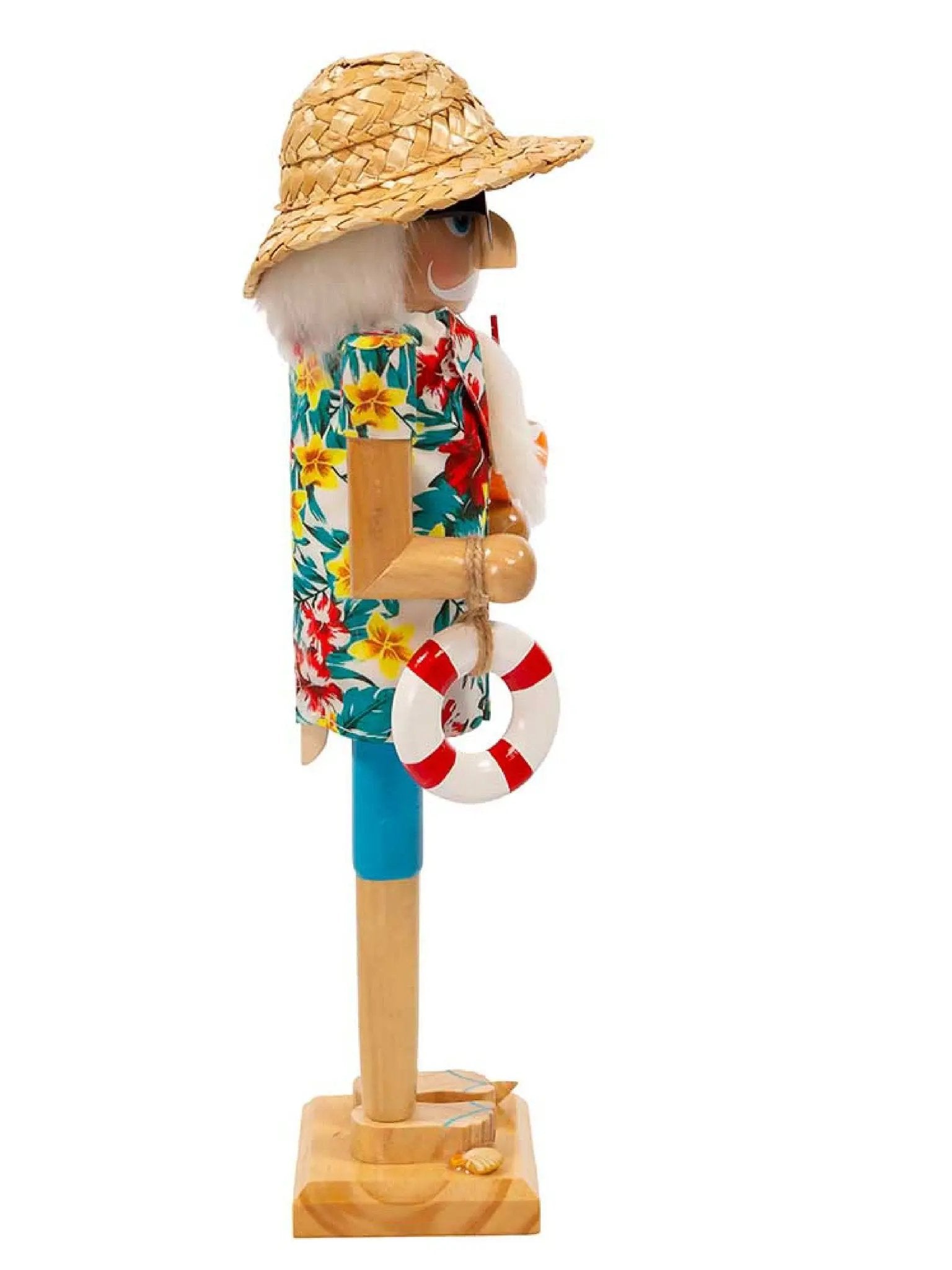 Beach Santa Nutcracker With Life Preserver | 15-Inch Coastal Holiday Decor