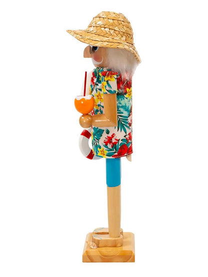 Beach Santa Nutcracker With Life Preserver | 15-Inch Coastal Holiday Decor