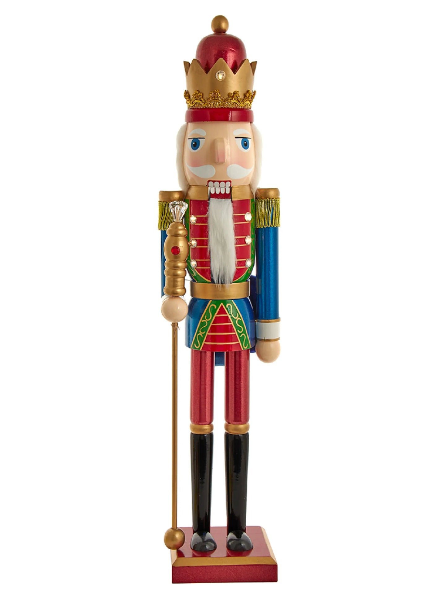 24-Inch Light-up Nutcracker King With Gemstones | Large Led Holiday Figure