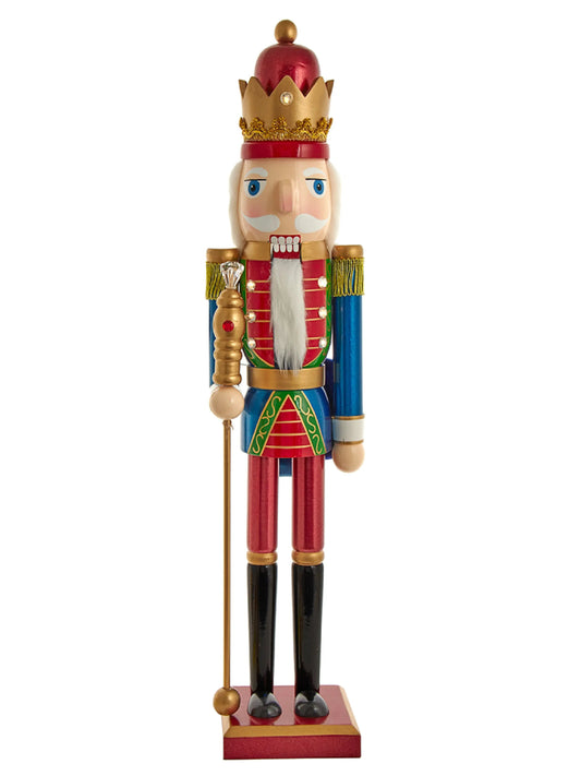 24-Inch Light-up Nutcracker King With Gemstones | Large Led Holiday Figure