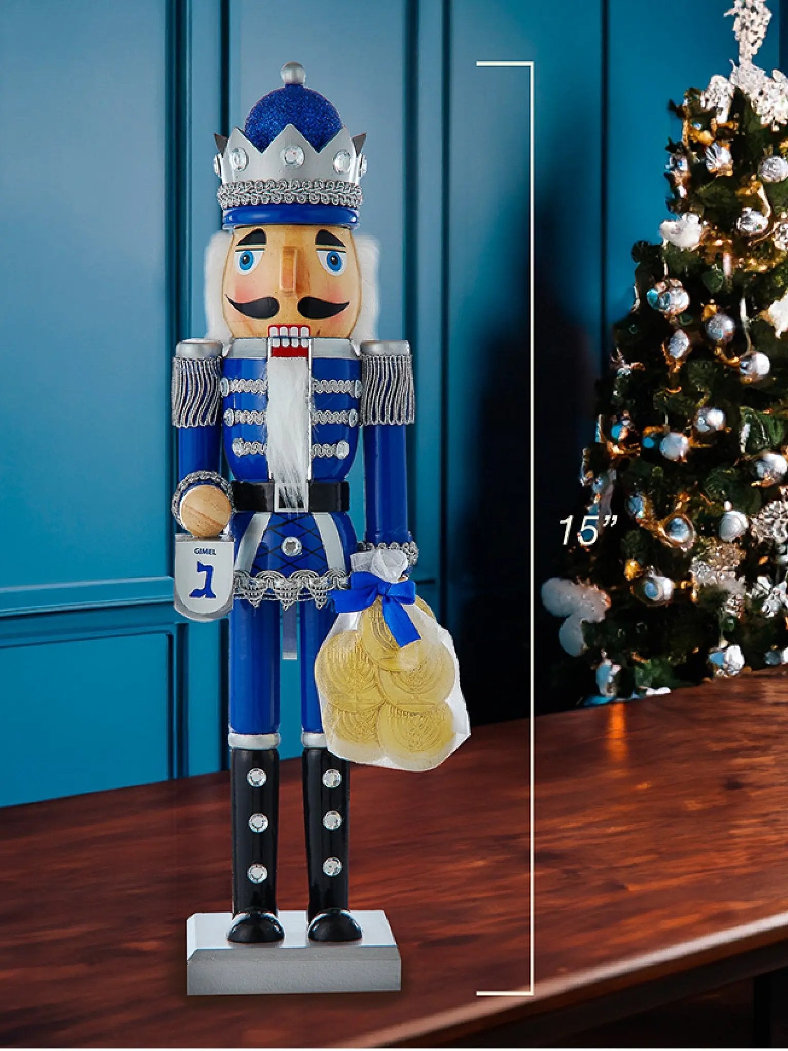 15-Inch Hanukkah Nutcracker With Dreidel | Festival of Lights Decor