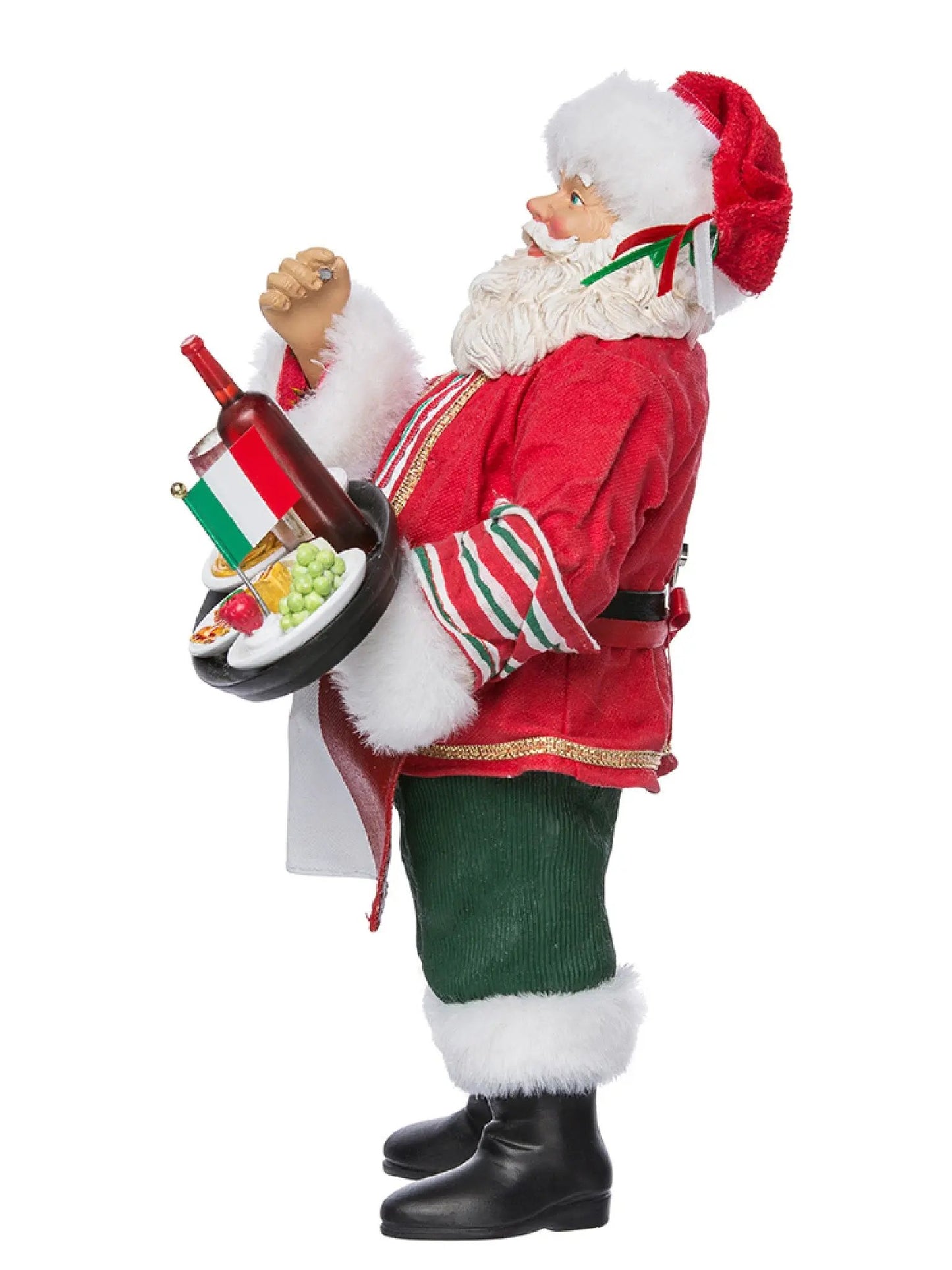 10.5-Inch Musical Italian Santa Claus With Wine & Food Tray | Holiday Figurine
