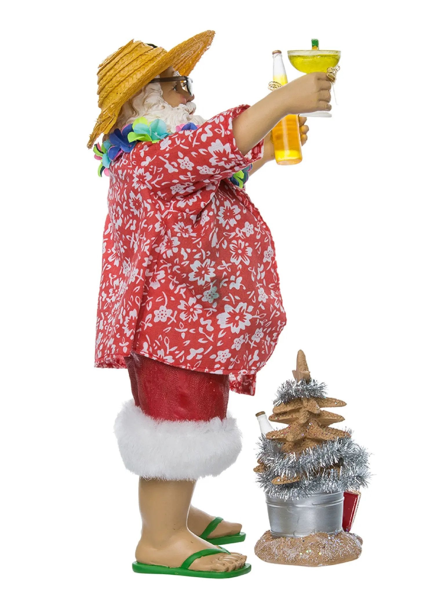 10-Inch Beach Santa With Margarita & Beer | 2-Piece Figurine Set