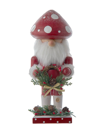 9-Inch Wooden Mushroom Santa Nutcracker | Whimsical Woodland Decor