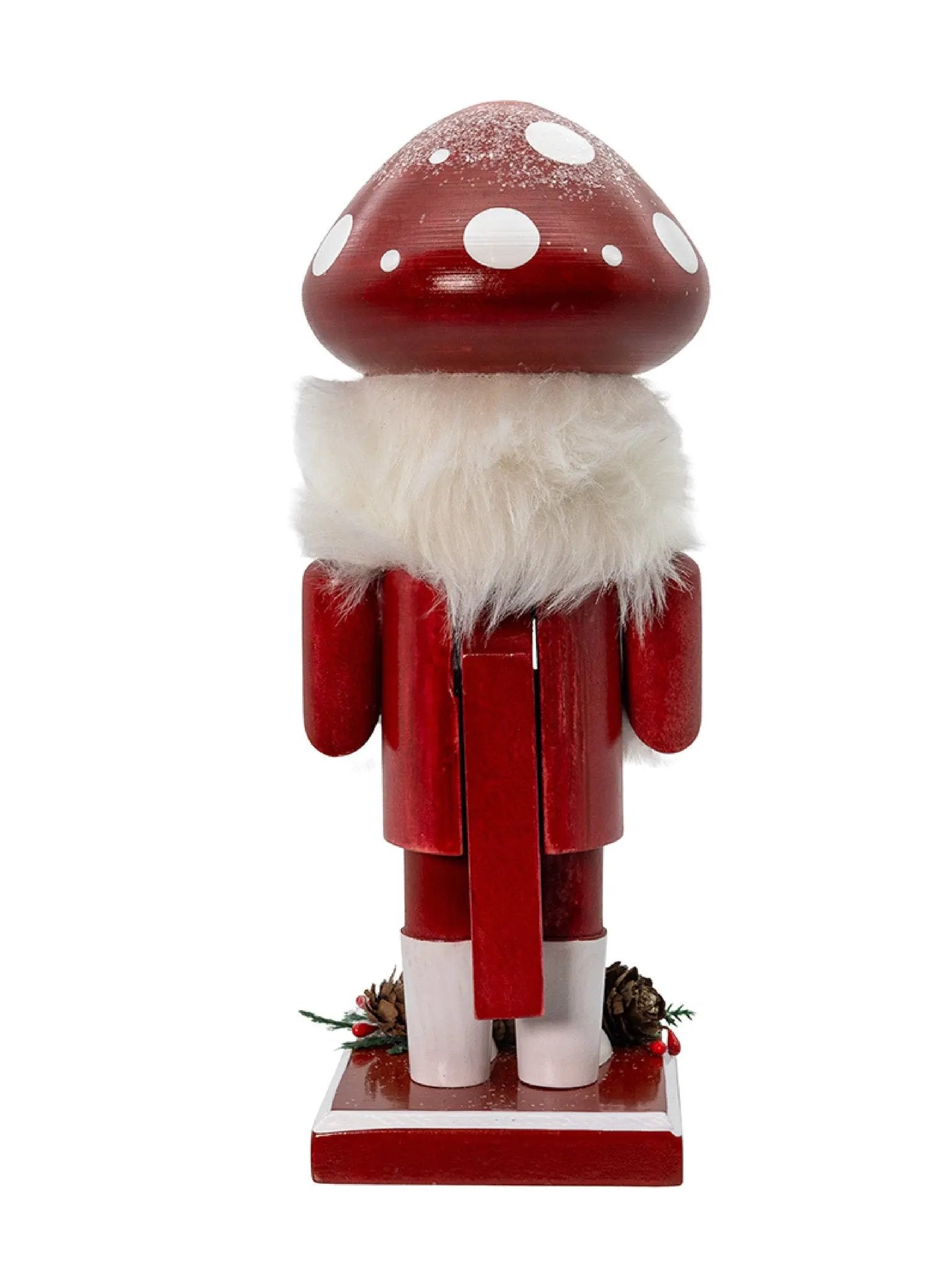 9-Inch Wooden Mushroom Santa Nutcracker | Whimsical Woodland Decor