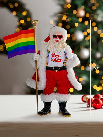 10-Inchpride Santa With "Love Is Love" Shirt | LGBTQ+ Holiday Decor