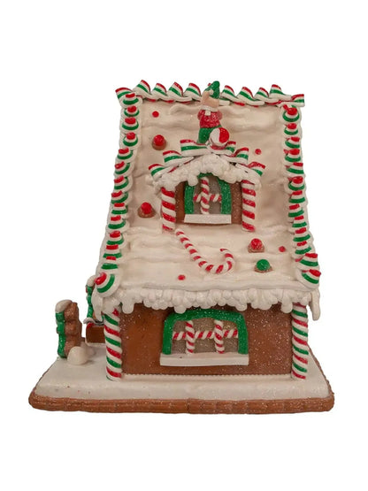 10.5" Light-up Gingerbread Santa's Workshop