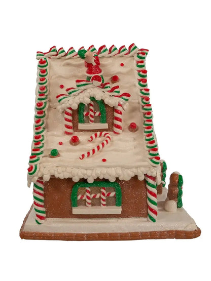 10.5" Light-up Gingerbread Santa's Workshop