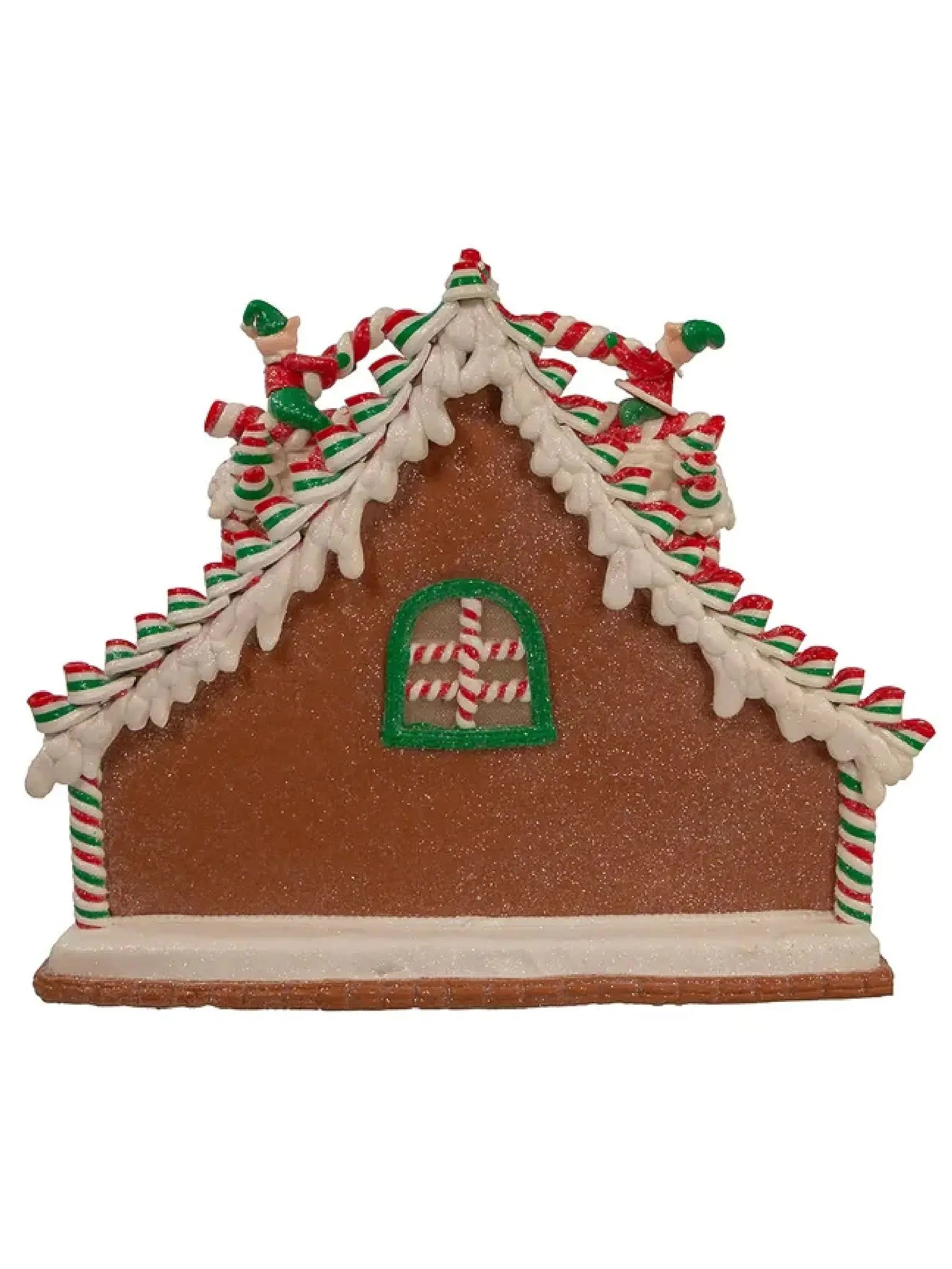 10.5" Light-up Gingerbread Santa's Workshop