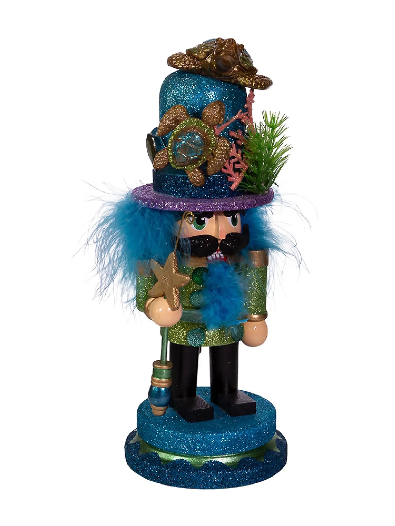 11" Coastal Fisherman Nutcracker With Sea Turtle & Starfish