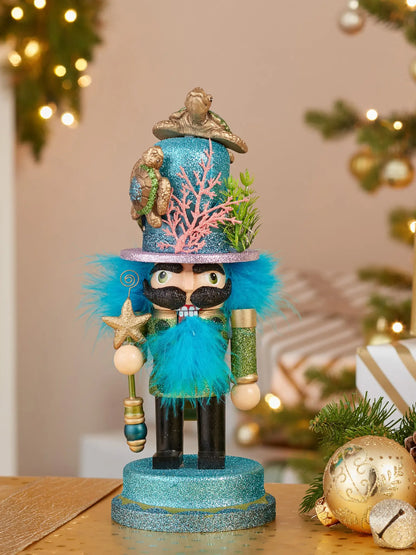 11" Coastal Fisherman Nutcracker With Sea Turtle & Starfish