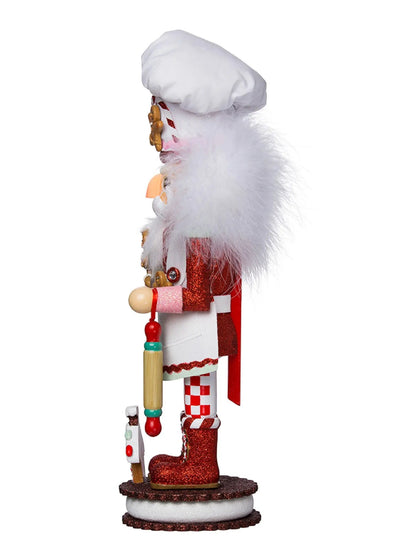 15-Inch Hollywood Gingerbread Chef Nutcracker | Red & White Sweet Treat Decor