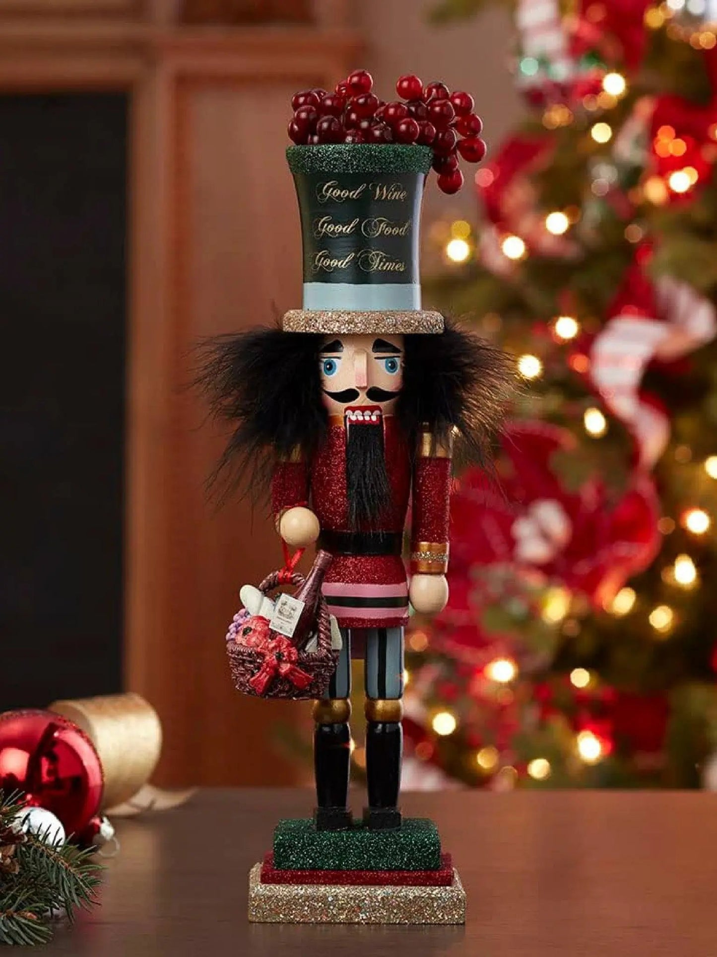 Wine & Grapes Sommelier Nutcracker | 14-Inch Wooden Hollywood Figurine