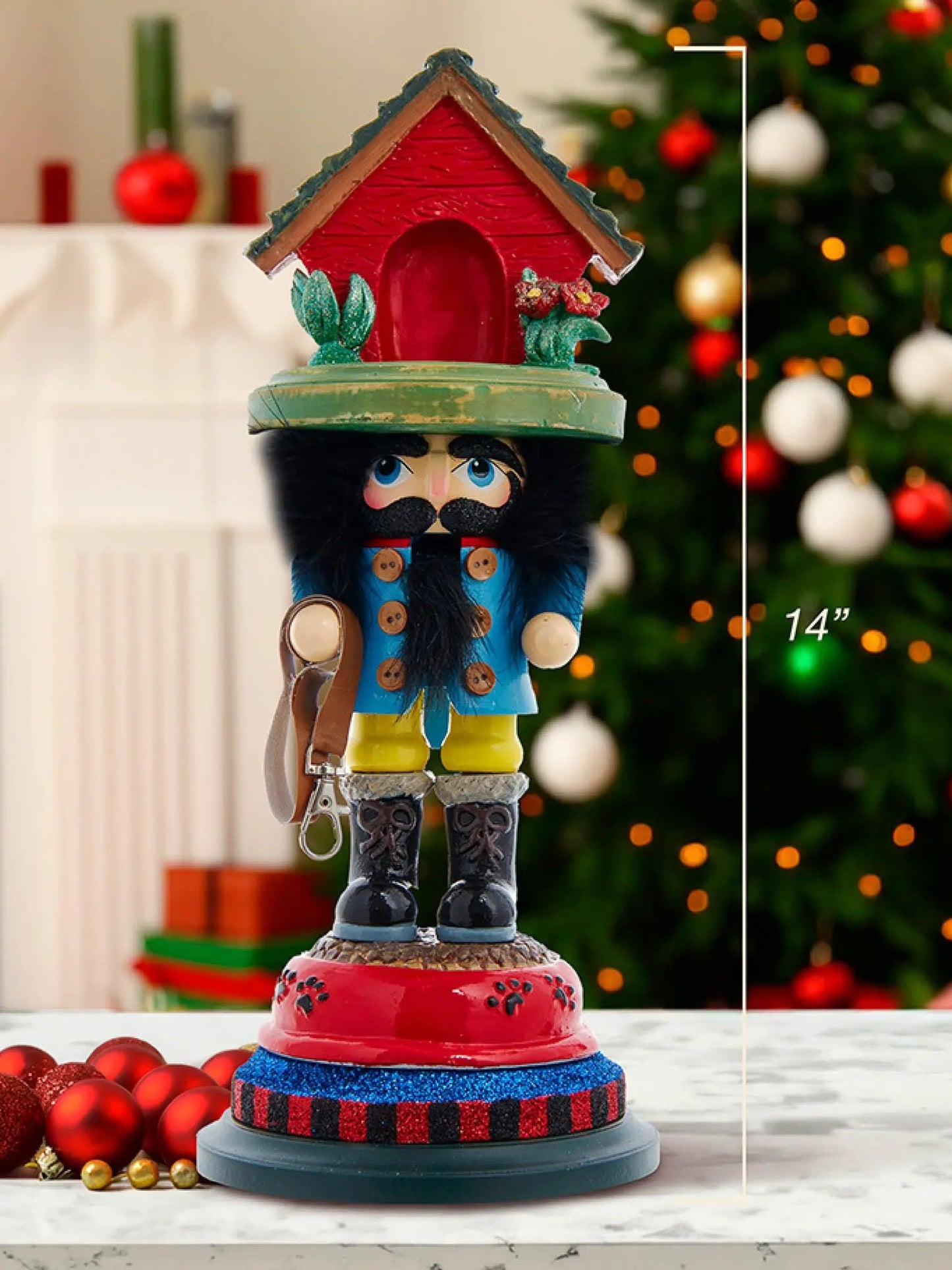 14-Inch Dog House Hat Nutcracker | Pet Lover Hollywood Collection