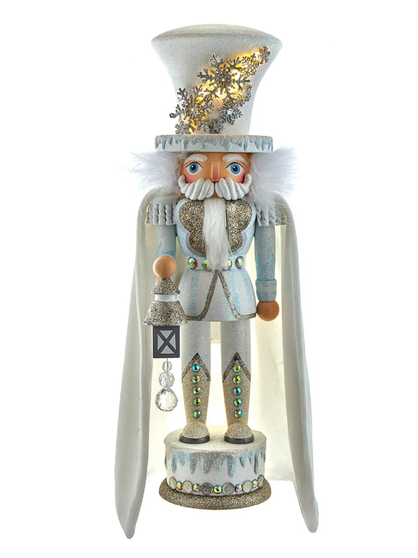 18-Inch Light-up Snowflake Soldier Nutcracker | White & Gold Led Decor