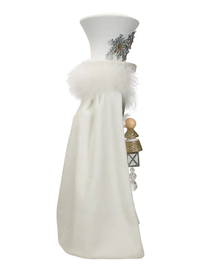 18-Inch Light-up Snowflake Soldier Nutcracker | White & Gold Led Decor