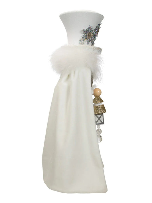 18-Inch Light-up Snowflake Soldier Nutcracker | White & Gold Led Decor