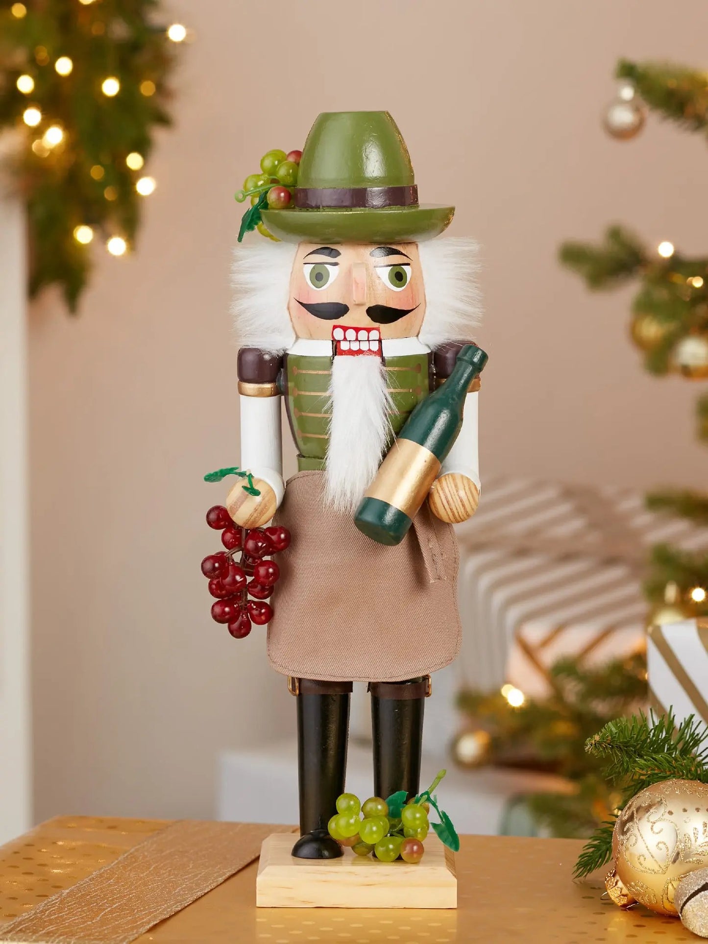 15" Wooden Wine Grower Nutcracker